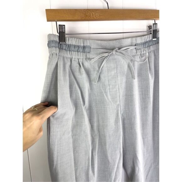 Zara Basic Drawstring Trousers Grey‎ Coquette Work Pants Bow Tie Front Career M - Picture 3 of 9